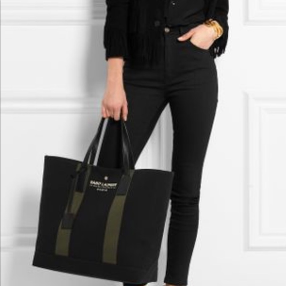 Saint Laurent Black Canvas Tote Bag